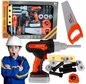 Zabawy w naśladowanie dorosłych - ZESTAW NARZĘDZI PIŁA MIARKA WKRĘTARKA WIERTŁA - miniaturka - grafika 1