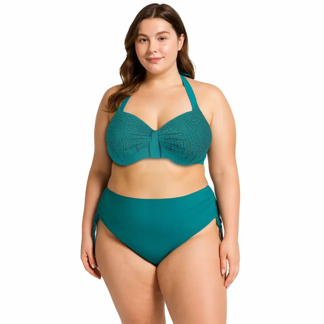 DÓŁ stroju kąpielowego PLUS SIZE majtki damskie turkusowe Captain Mike 58