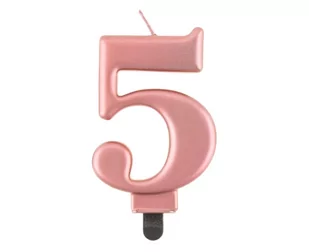 ŚWIECZKA CYFRA 5 RÓŻOWE ZŁOTO 8cm - Urodziny dla dorosłych - miniaturka - grafika 1