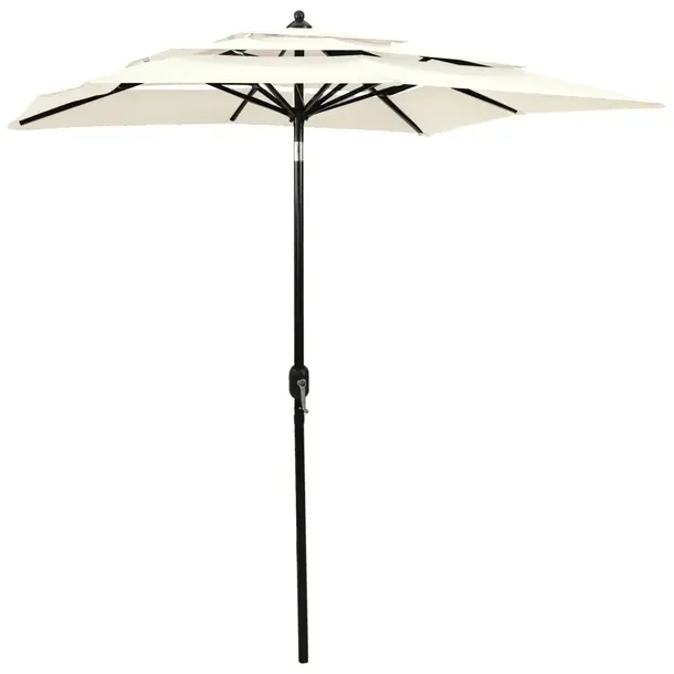 Parasol ogrodowy 3-poziomowy, UV, piaskowy, 200x200x240 cm, aluminiowe żeb