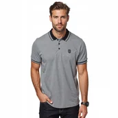 Koszulki męskie - Melanżowa koszulka męska polo z kołnierzykiem czarna V1 OM-POSS-0109 S - miniaturka - grafika 1