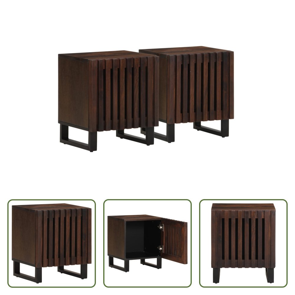 The Living Store Szafki nocne 2 szt. 40x34x46 cm lite drewno mango