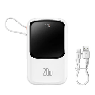 Baseus Qpow Digital Display powerbank z szybkim ładowaniem 10000mAh 20W QC/PD/SCP/FCP z wbudowanym kablem Lightning biały - Powerbanki - miniaturka - grafika 6