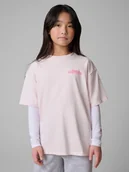 Koszulki dla dziewczynek - 4F T-shirt loose z nadrukiem dziewczęcy - różowy 158/164 (12-14 lat) - miniaturka - grafika 1