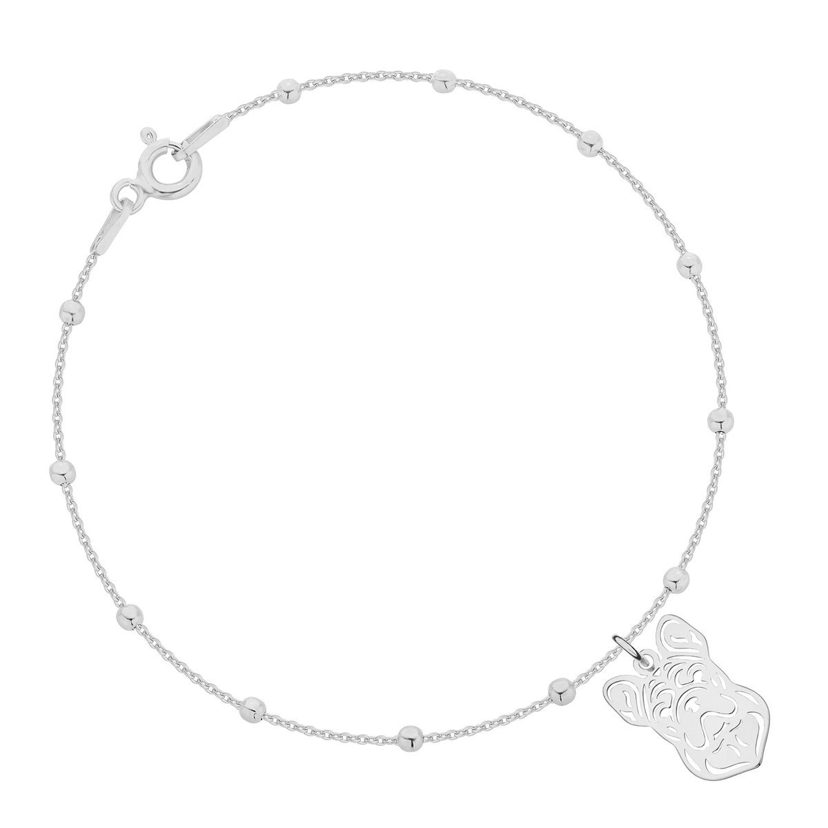 Bransoletka srebrna z buldogiem francuskim