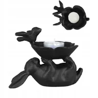 Świeczniki - FIGURKA ŚWIECZNIK ZAJĄC na wielkanoc tealight czarny dekoracja ozdoba - miniaturka - grafika 1