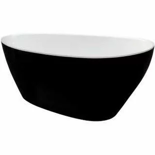 Besco GOYA XS BLACK&WHITE wanna wolnostojąca / klik-klak chrom czyszczony od góry #WMD-140-GWC #WMD-140-GWC - Wanny - miniaturka - grafika 1