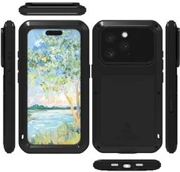 LOVE MEI Etui pancerne + szkło Powerful do iPhone 16 Pro, czarne - Etui i futerały do telefonów - miniaturka - grafika 1