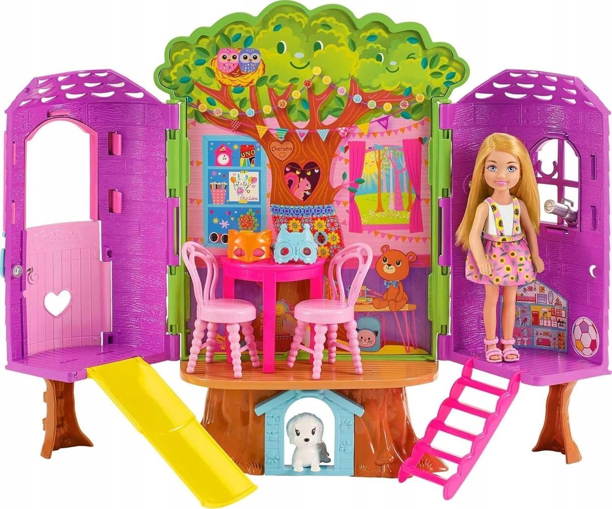Barbie Chelsea Domek Na Drzewie Zestaw Lalka Piesek Meble Prezent Dzieci