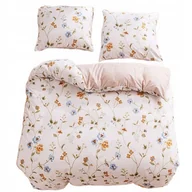 Pościel - Pościel 160x200 bawełna satynowa dwustronna GierekHoff 3 części beż kwiaty - miniaturka - grafika 1