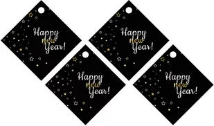Zawieszki z wstążeczką na wódkę Happy New Year - 12 szt. - Sylwester - miniaturka - grafika 1
