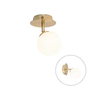 Lampy ścienne - QAZQA Nowoczesne złoto punktowe z opalowym szkłem z przełącznikiem - Ateny - miniaturka - grafika 1