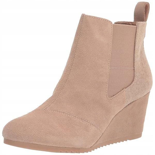 TOMS BOTKI DAMSKIE NA KOTURNIE ZE SKÓRĄ BEŻOWE 38,5 JTB