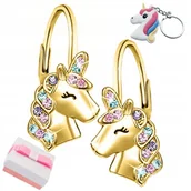 Biżuteria dla dzieci - Srebrne kolczyki wiszące jednorożce dla dziewczynki dzieci srebro pozłacane - miniaturka - grafika 1