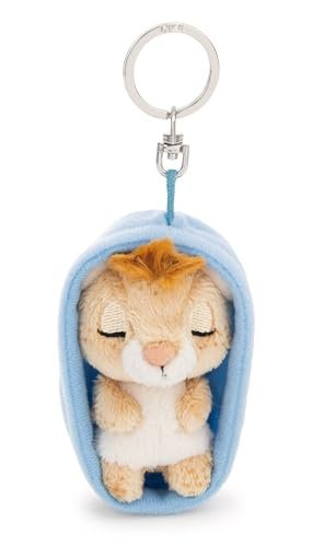 NICI 63163 Sleeping Pets brelok lew w koszyczku, wierny pluszowy towarzysz do plecaka, torby, zawieszka na klucze dla małych i dużych, 8 cm, wielokolorowy