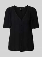 Bluzki damskie - Bluzka o kroju comfort fit z materiałowymi guzikami model ‘KANVA’ - miniaturka - grafika 1