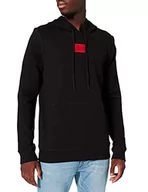 Bluzy męskie - HUGO Daratschi214 męska bluza z kapturem z bawełny Terry z czerwonym logo, czarny (Black1), XS - miniaturka - grafika 1