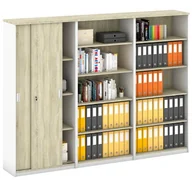 Zestawy mebli biurowych - B2B Partner Zestaw szaf MIRELLI, Typ X - biały/dąb sonoma 437582 - miniaturka - grafika 1