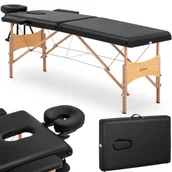 Stoły i łóżka do masażu - physa Łóżko do masażu składane - bardzo szerokie (70 cm) - odchylany zagłówek i podnóżek - drewno bukowe - czarne PHYSA VANNES BLACK - miniaturka - grafika 1