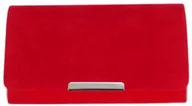Torebki damskie - Torebka kopertówka z paskiem zamsz lakierek czerwona - miniaturka - grafika 1