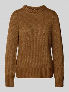 Sweter z dzianiny z prążkowanymi wykończeniami model ‘NALIKKA’ - Swetry damskie Sweter z dzianiny z prążkowanymi wykończeniami model ‘NALIKKA’ - Swetry damskie - miniaturka - grafika 1