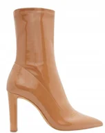 Botki damskie - ALDO LAKIEROWANE BOTKI DAMSKIE NA SŁUPKU BRĄZOWE ELEGANCKIE 40 TLA - miniaturka - grafika 1