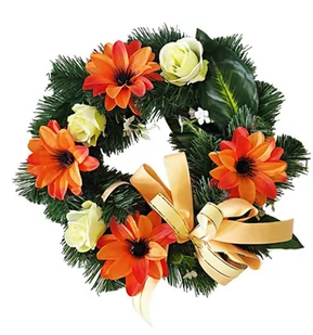 DEKORACJA GROBU WIĄZANKA STROIK NA CMENTARZ 38cm - Sztuczne kwiaty - miniaturka - grafika 1