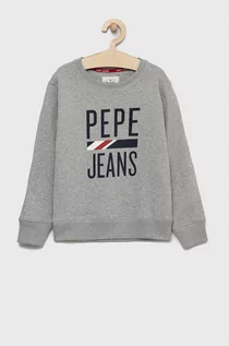 Bluzy dla chłopców - Pepe Jeans bluza bawełniana dziecięca kolor szary gładka - grafika 1