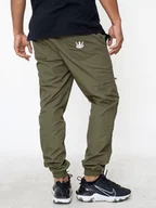 Spodnie męskie - Spodnie Materiałowe Jogger Bojówki Ze Ściągaczem Khaki Jigga Wear Crown Ripstop Cargo 6XL - miniaturka - grafika 1
