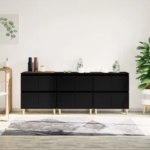 vidaXL Komody, 3 szt., czarne, 60x35x70 cm, materiał drewnopochodny - Komody - miniaturka - grafika 1