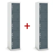 Szafy biurowe - B2B Partner Szafka pięciodrzwiowa, zamek cylindryczny, 1800 x 380 x 450 mm, szary/ciemnoszary, 1+1 GRATIS 485036 - miniaturka - grafika 1