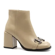 Botki damskie - Beżowe skórzane botki sohimmo CB3048/412 - Neścior - miniaturka - grafika 1