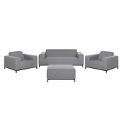 Meble ogrodowe - Beliani Zestaw ogrodowy tapicerowany 5-osobowy szary z czarnym ROVIGO 248071 - miniaturka - grafika 1