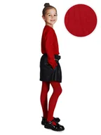 Rajstopy - Rajstopy bawełniane dziewczęce dziecięce w prążek czerwone 116-122 MYWAY - miniaturka - grafika 1