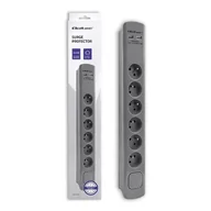 Listwy zasilające - QOLTEC Listwa antyprzepięciowa 6 gniazd 2xUSB 1.8m Szara 50283 - miniaturka - grafika 1
