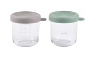 Zestawy naczyń dla dzieci - BEABA Zestaw pojemników słoiczków szklanych z zamknięciem 2 x 250 ml Sage green/Gazelle - miniaturka - grafika 1