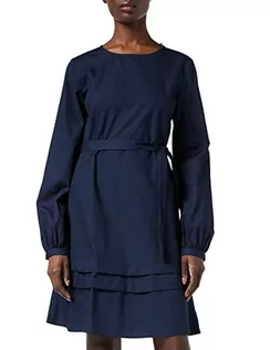 Sukienki - Vila Damska sukienka Vigalina L/S Midi Dress, granatowy blezer, 36 PL - grafika 1