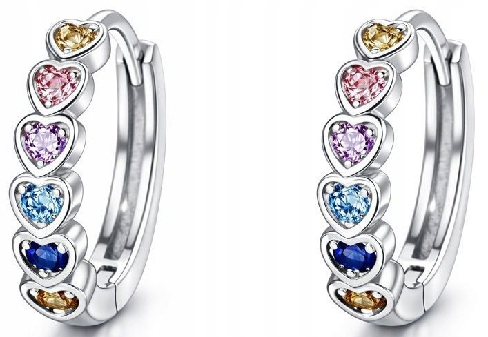 Srebrne kolczyki serca kółka srebro próba 925 Walentynki