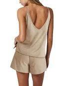 Dresy damskie - Damski Bawełniany Dres Spodenki Koszulka Beżowe Strój Domowy Komplet S - miniaturka - grafika 1