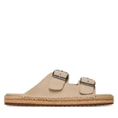 Espadryle męskie - Espadryle Tommy Hilfiger Flex Jutte Hilfiger Suede Sandal FM0FM05503 Beżowy - miniaturka - grafika 1