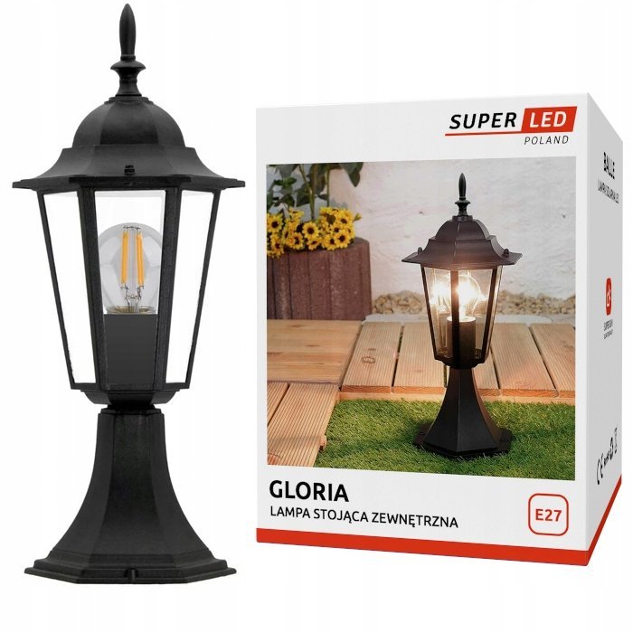 Lampa Ogrodowa stojąca słupek ogrodowy 40 cm E27 Retro Latarnia