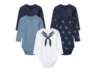 Body dla niemowląt - lupilu® Body niemowlęce z biobawełny, 5 sztuk (50/56, Granatowy/biały/niebieski) - miniaturka - grafika 1
