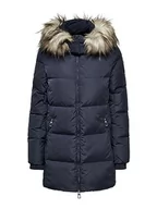 Kurtki damskie - ONLY Kurtka damska ONLRHODA DOWN FUR Hood Coat OTW Jacket, Night Sky, XS - miniaturka - grafika 1