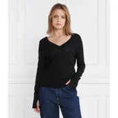 Swetry damskie - Calvin Klein Wełniany sweter EXTRA FINE V-NK | Regular Fit - miniaturka - grafika 1