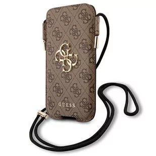 Guess 4G Big Metal Logo Pouch - Torebka na telefon S/M max 6.1" brązowy - Etui i futerały do telefonów - miniaturka - grafika 3