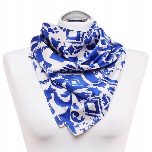 SZAL DAMSKI SZALIK MODNY STYLOWY GŁADKI PRAKTYCZNY JESIEŃ ZIMA MORAJ BLUE