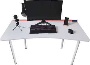 Zdesk CB-710W-Po/W-LH Białe 138x68 cm HUB USB - Biurka gamingowe - miniaturka - grafika 1