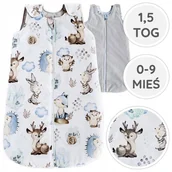 Śpiworki dla dzieci - ŚPIWOREK OCIEPLANY DWUSTRONNY 1,5 TOG PODWÓJNY ZAMEK 0-9 M BAWEŁNA BabyU - miniaturka - grafika 1