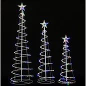 Ozdoby bożonarodzeniowe - Komplet choinka spiralna zewnętrzna LED Spark multikolor 150 / 120 / 90 cm 3 sztuki - miniaturka - grafika 1