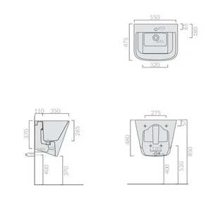 Galassia Meg11 Umywalka wisząca 47,5x32 cm biała 5482 - Umywalki - miniaturka - grafika 2
